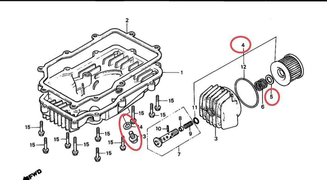 【送料無料】ホンダ純正CBX400F CBR400F CBX550F オイルフィルター ドレンボルト パッキンセット(ガスケット エレメント BEET デイトナ)②_画像2