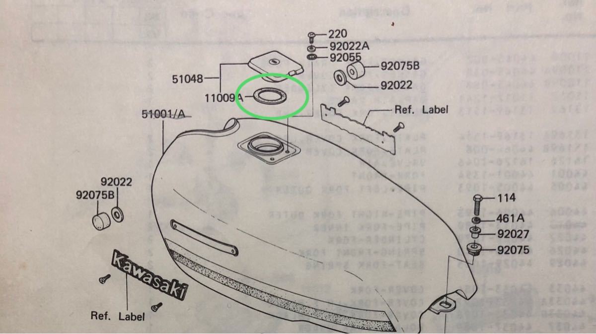 【送料無料】Z400GP/Z550GP/Z750GPカワサキ純正タンクキャップパッキン(ガスケット Oリング ガソリンタンク フューエルタンク)の画像2