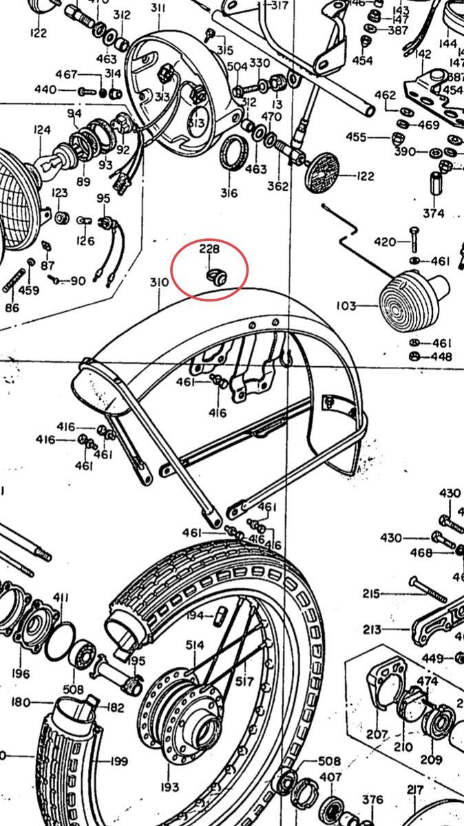 【送料無料】ホンダ純正CB400F CB350F ワイヤーグロメット(FOURヨンフォア ケーブル フェンダー ゴム クランプ メーター ホイール 398 408)_画像2