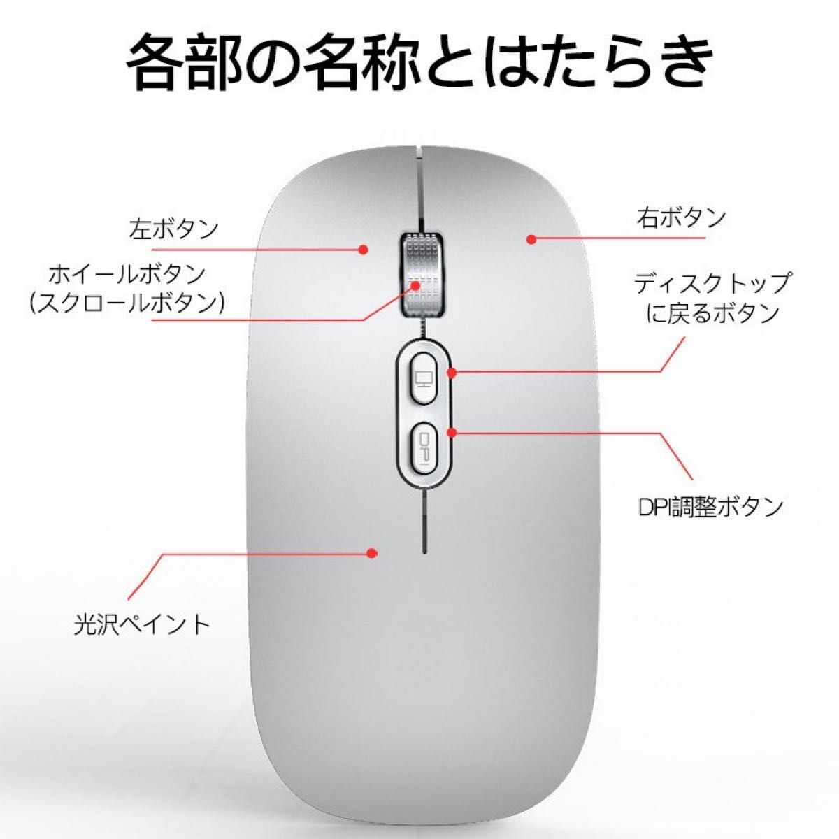 マウス ワイヤレスマウス 無線マウス Bluetooth 充電式 薄型 静音