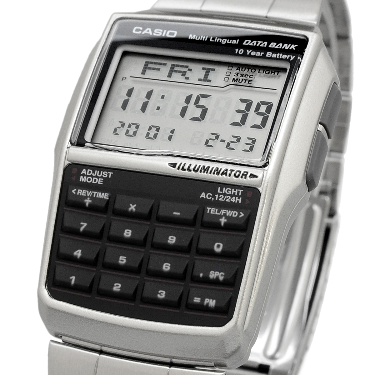 訳有特価！【CASIO カシオ】DBC-32D-1A 新品未使用 海外モデル DATABANK データバンク デジタル メタルベルト チプカシ シルバー 腕時計の画像1