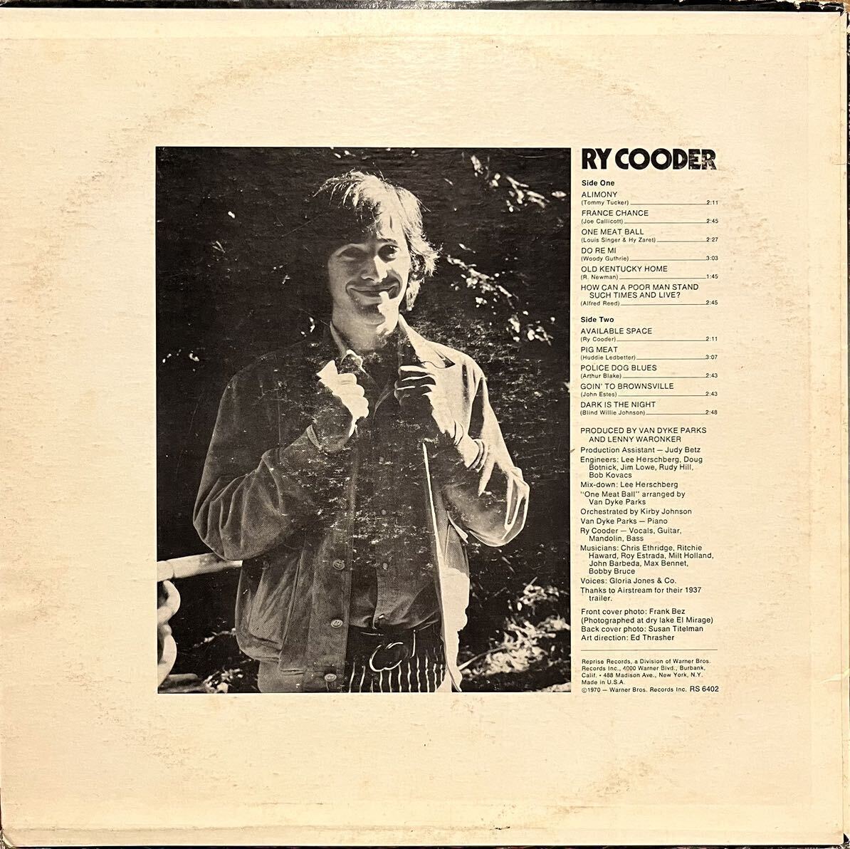 最高音質★USプロモ盤/白ラベル/オリジナル盤★[完品/インナー付属] Ry Cooder -1st Album- ライ・クーダー登場 LPレコード RS 6402_画像8