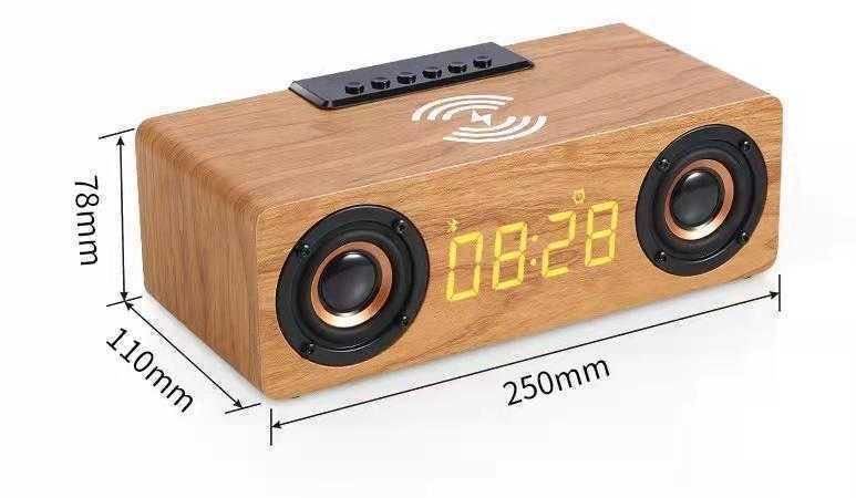 Bluetooth speaker wireless speaker wooden Bluetooth speaker wood grain ... clock a Ram wireless charge function bracket clock 