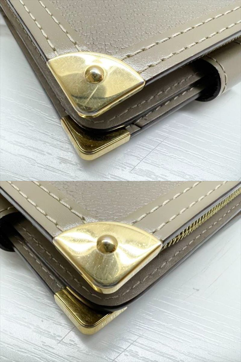 Louis Vuitton　ルイヴィトン　スハリ　コンパクトジップ　二つ折り財布　ヴェローネ　グレー　ゴールド M91787