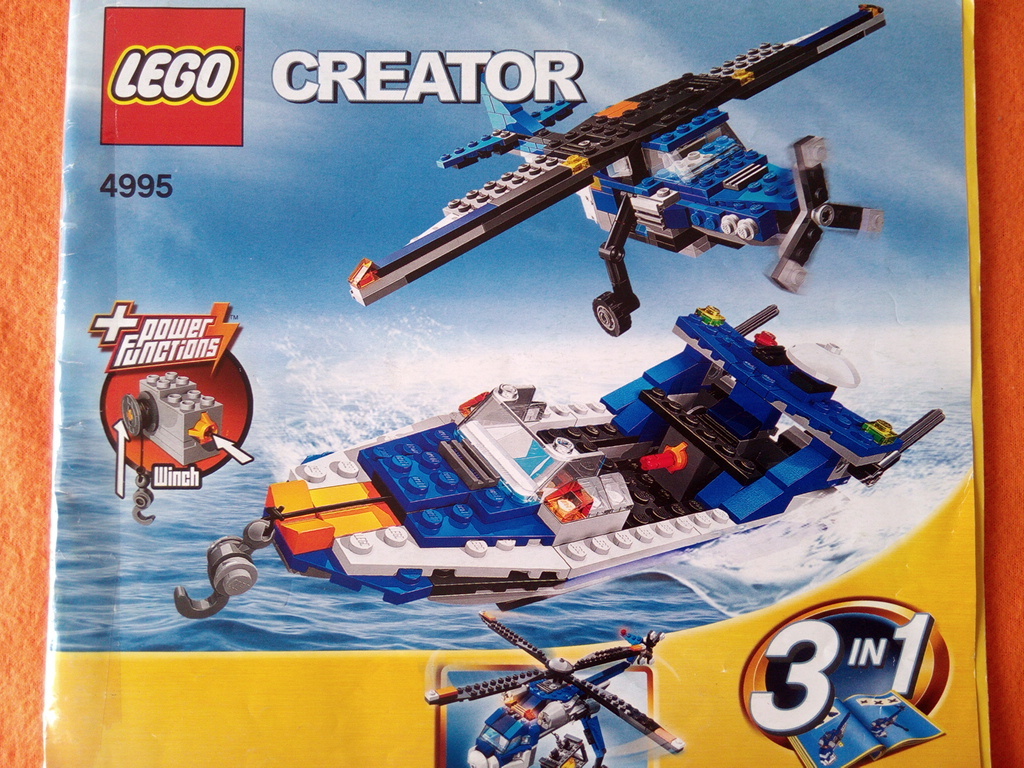 LEGOレゴ ブロックCREATORクリエイター 4995 3IN1 3乗り物大型貨物ヘリコプター/セスナ機(レシプロ機) /高速モーターボート_画像2