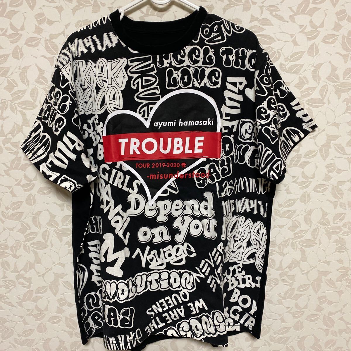 浜崎あゆみ　TROUBLE Tシャツ　ツアー2019-2020 Lサイズ　 ブラック　ayu コンサート　LIVE グッズ　コレクション　レア_画像1