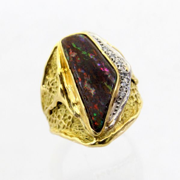【楽ギフ_のし宛書】 ◎中古美品◎18金,プラチナ オパール 7.43ct ダイヤ 0.06ct リング 14.5号 オパール