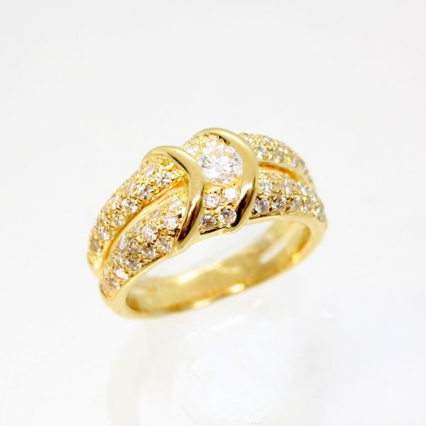【在庫限り】 ◎中古美品◎18金 ダイヤ 0.21ct 0.325ct リング 14号 イエローゴールド