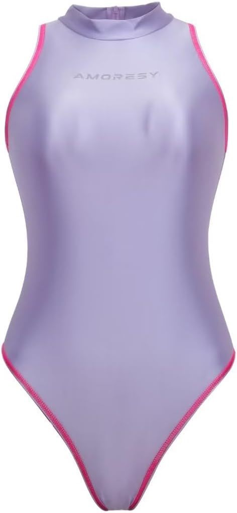 * стоимость доставки 390 иен AMORESY Leotard костюмированная игра задний застежка-молния Leotard безрукавка костюм 090( бледный лиловый )XXXL