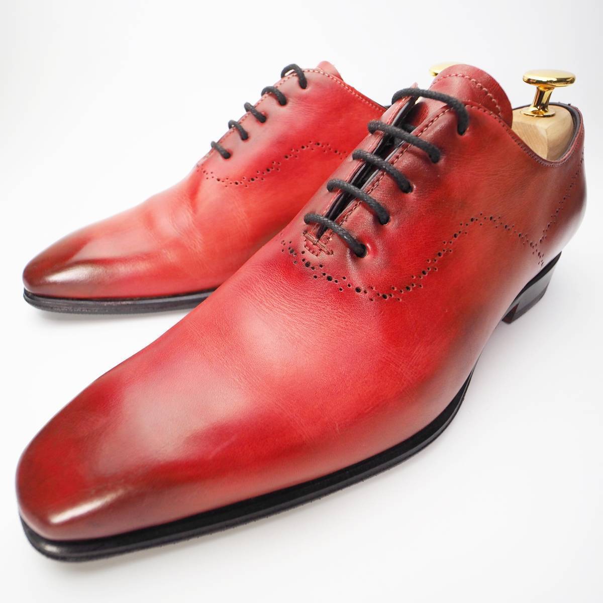 イタリア製 パラジオ PALAGIO ドレスシューズ 革靴 レザーシューズ 赤茶 ロングノーズ 紳士靴 メンズ41（25.5cm相当）ITALY