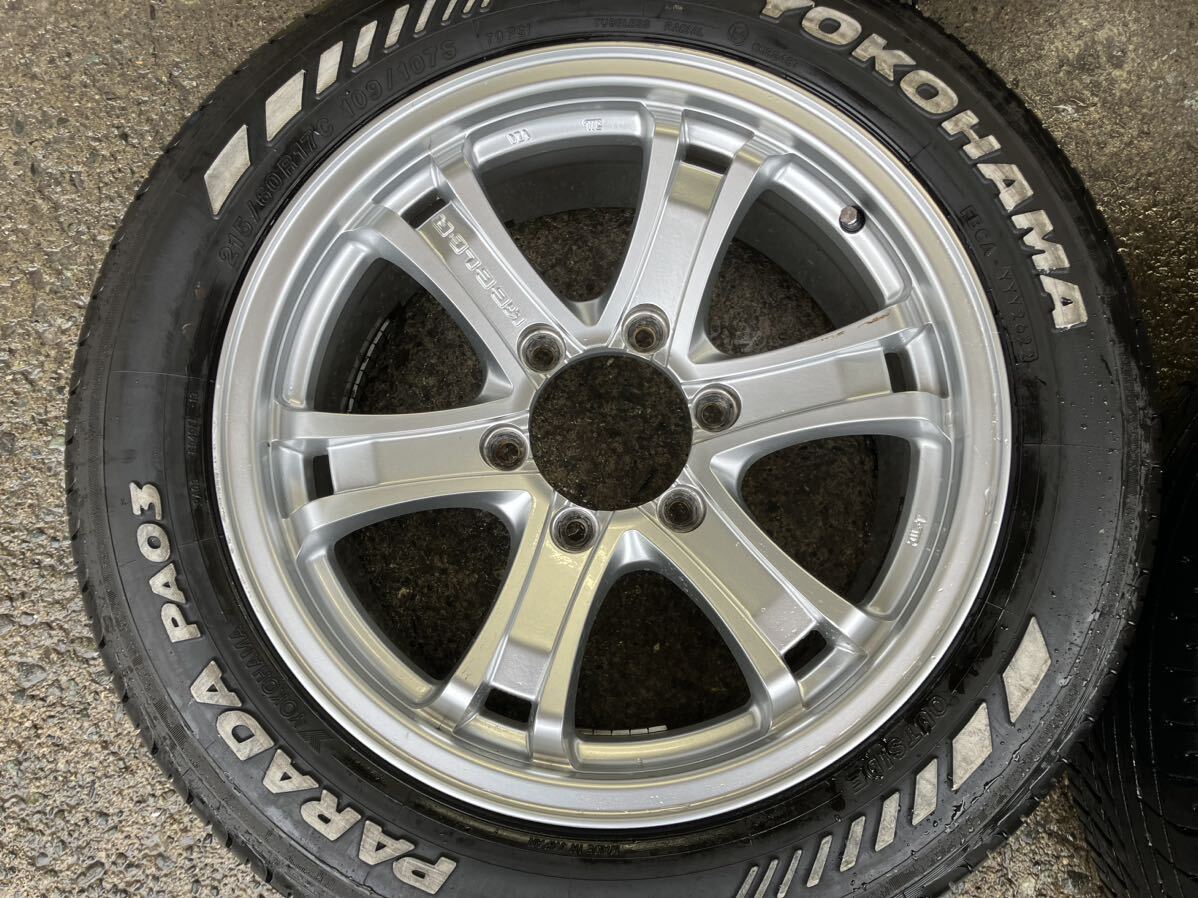 ハイエース ホイール タイヤ 17インチ キーラー 215/60R17 2022年製 バリ山４本セット 7.5J ホワイトレター バン用国産 直接引取可横浜町田_画像2