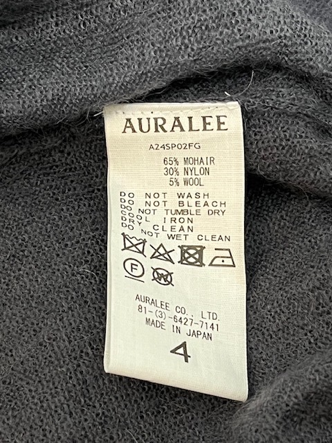 新品未使用 AURALEE オーラリー 24SS KID MOHAIR SHEER KNIT P/O シアーニット キッドモヘア 4_画像2