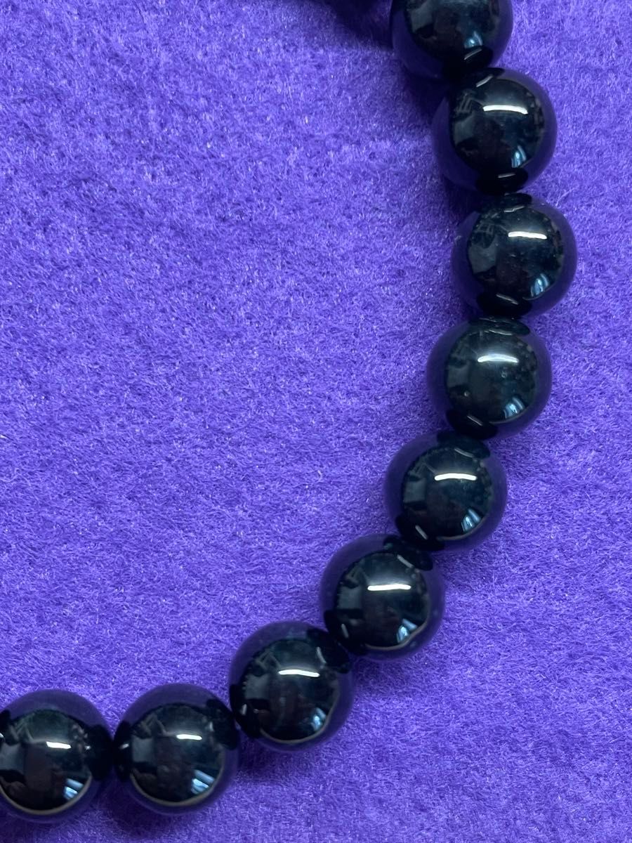 黒翡翠丸玉ブレスレット 粒ミリ8.3 サイズ16センチ 天然石