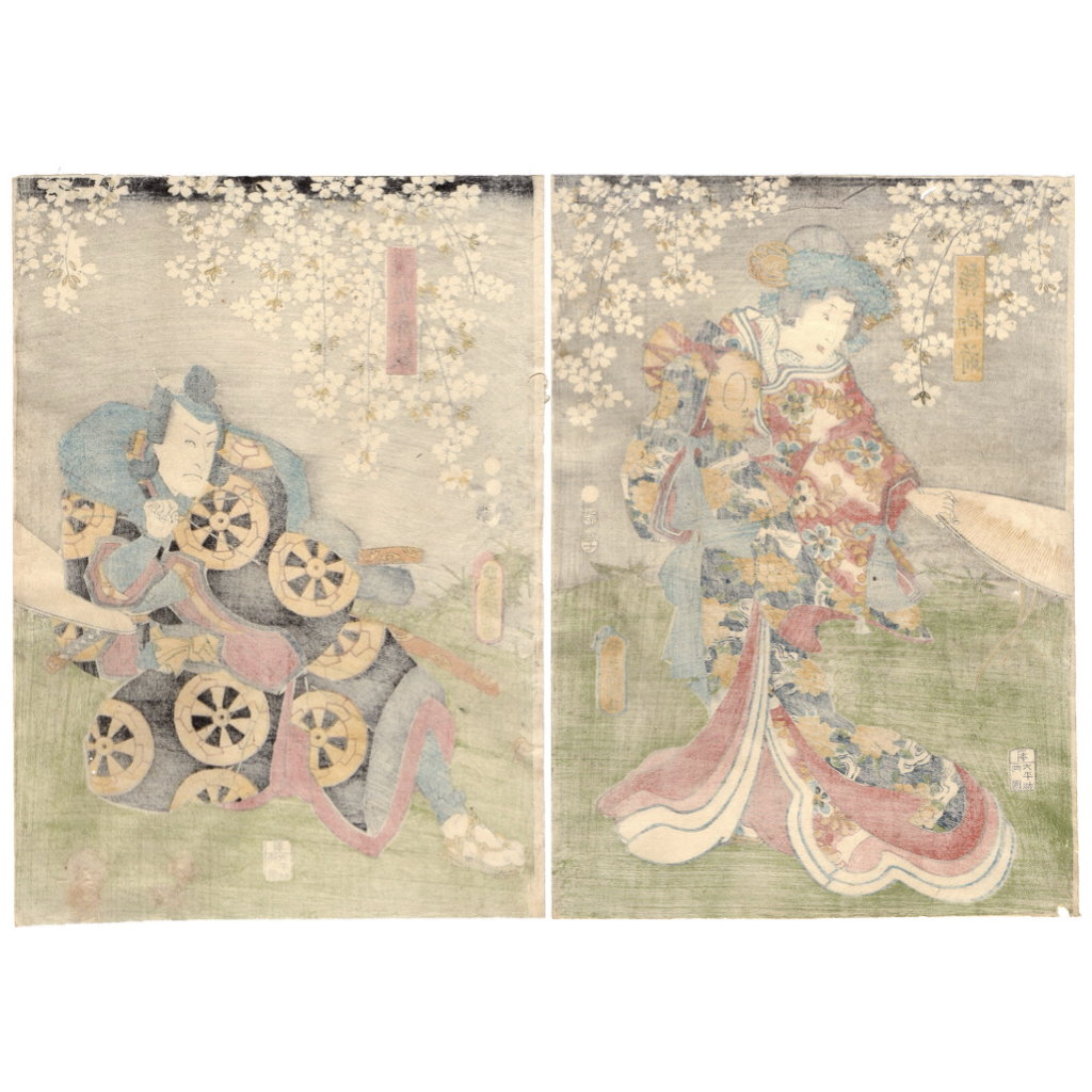 浮世絵】真作「歌川国貞」三代歌川豊国 木版画「義経千本桜 吉野 浮世絵】真作「歌川国貞」三代歌川豊国 木版画「義経千本桜 吉野