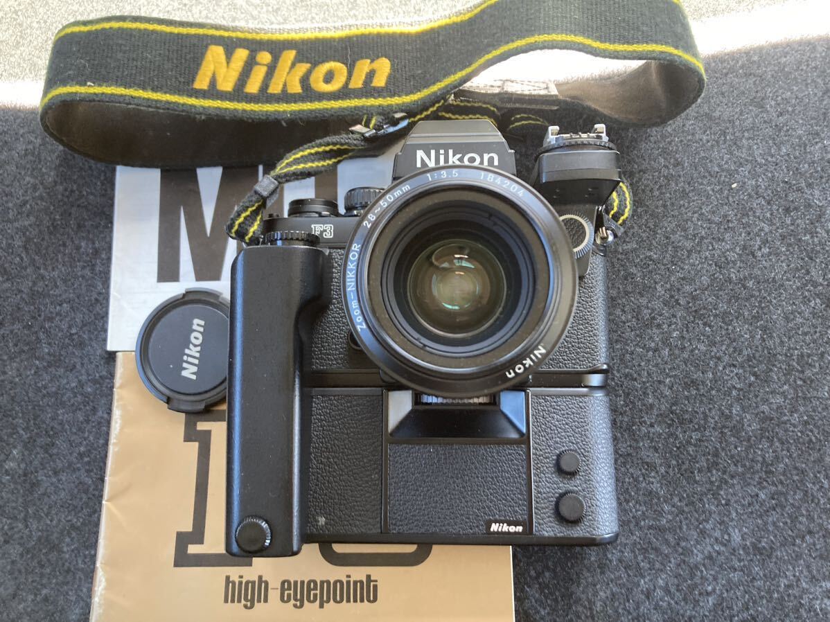 ③Nikon ニコン F3 HP ブラックボディ モータードライブ MD-4 AS-7 シャッター確認ok Nikon NIKKOR 交換レンズまとめセット_画像1