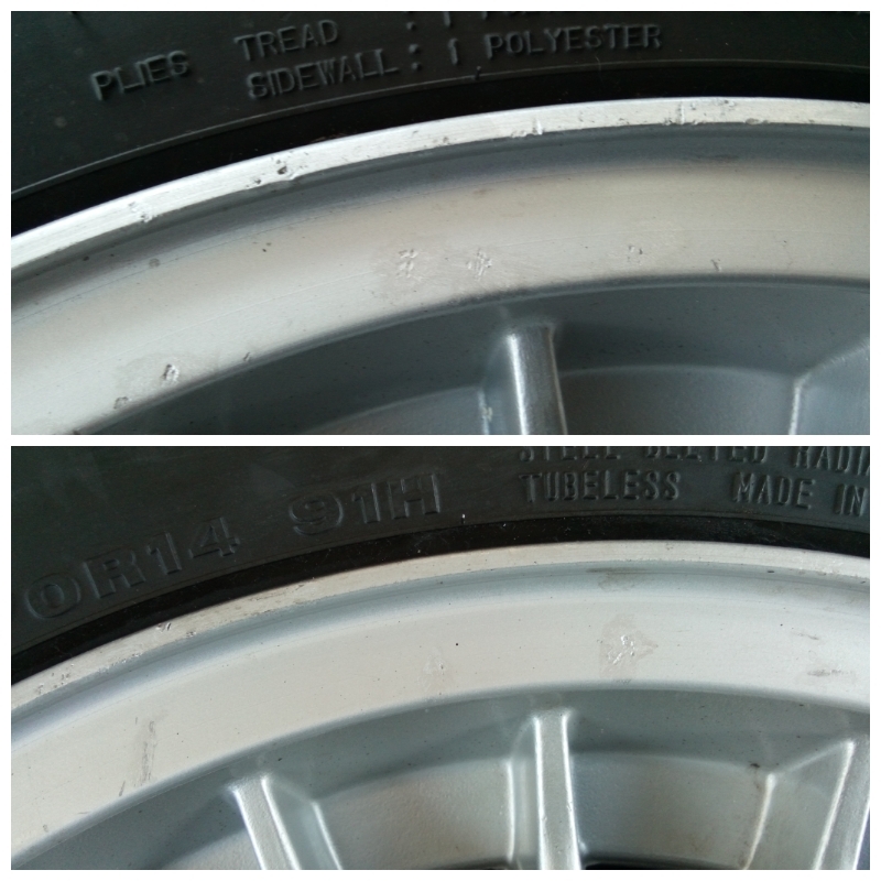 希少　BMW E12 純正　6jー14 ET22 120/5H ダンロップ　LM701 195/70r14_傷、手直し跡