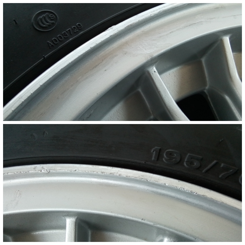 希少　BMW E12 純正　6jー14 ET22 120/5H ダンロップ　LM701 195/70r14_手直し跡、傷