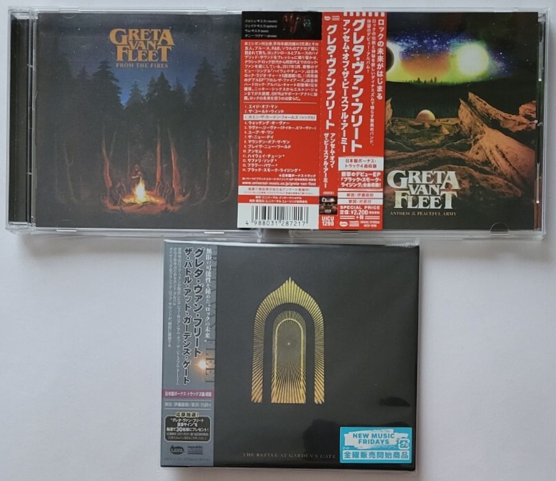 GRETA VAN FLEET CD 3枚 FROM THE FIRES ANTHEM OF THE PEACEFUL ARMY THE BATTLE AT GARDENS GATE グレタ・ヴァン・フリート 1st 2nd 帯付の画像1