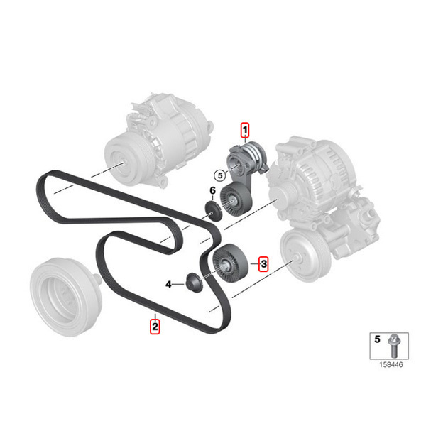 純正OEM INA製 BMW E90 E91 E92 323i 325i 325xi 330i ベルトテンショナー/オルタネータープーリー他 4点セット 11287535860_画像2