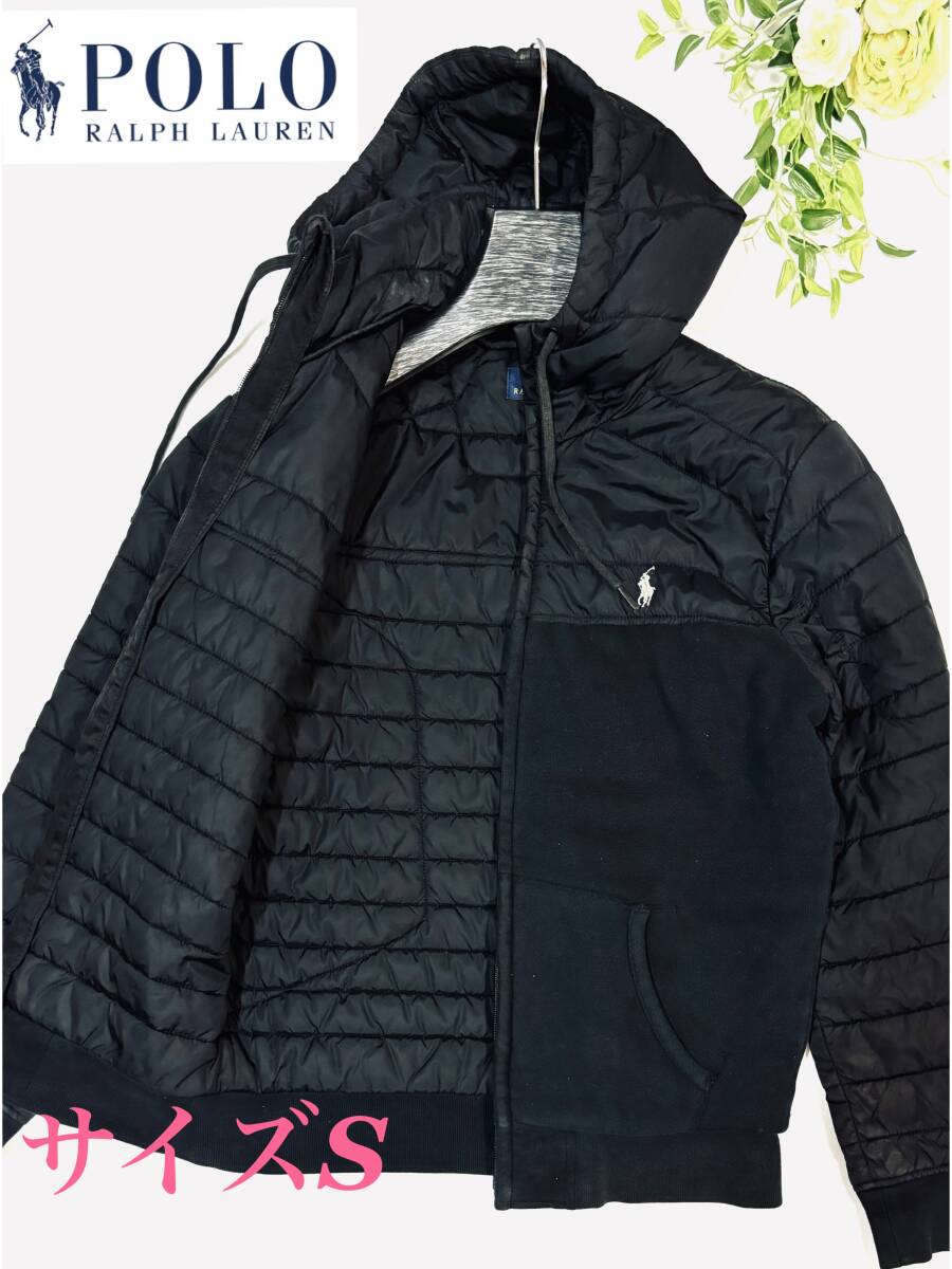 RALPH LAUREN EUROPE SARL　ラルフローレン ヨーロッパサール　フード付きジャンパー　キルティング切り替え　ブラック　サイズメンズS