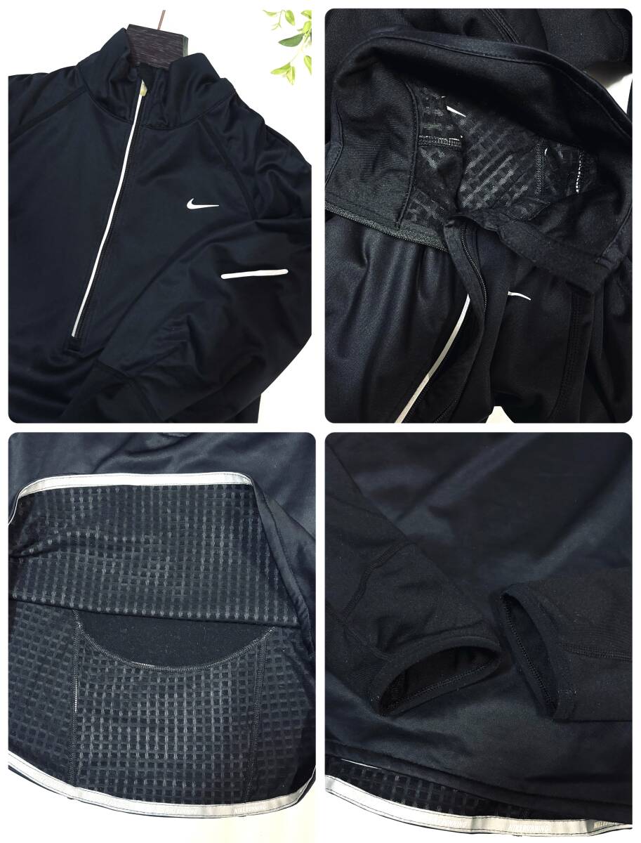 NIKE DRI-FIT　NIKE RUNNING 　ナイキ　ウェア　ハーフジップアップ＆後ろ裾脇ポケット＆サムホール　ブラック　 レディースL_画像8