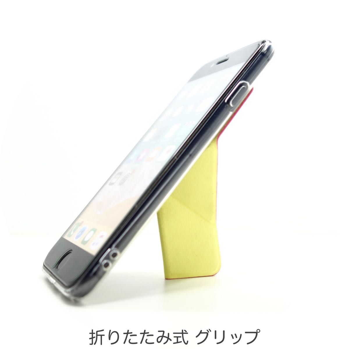 iPhone ケース SE3 SE2 8 7 スマホスタンド スマホグリップ マグネット内蔵 ワイヤレス充電OK ムーンピンク