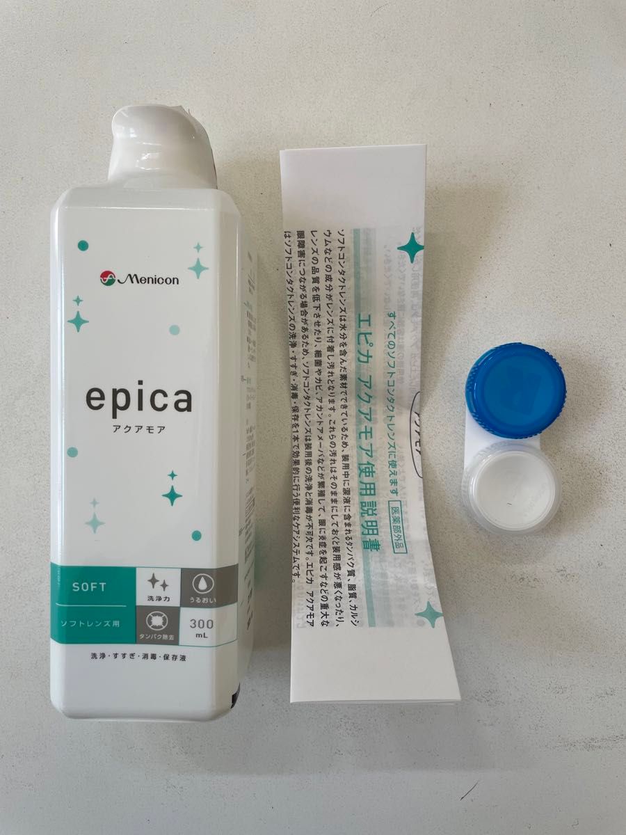 ★メニコン epica アクアモア（ソフトコンタクトレンズ用洗浄・すすぎ・消毒・保存液）300mL×3本 2箱セット★