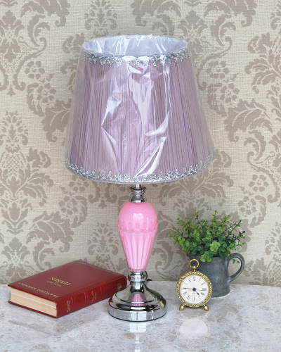 テーブルランプ 1灯 40W ピンク シェード ギャザー エレガント クラシック 照明 テーブルライト 輸入雑貨 おしゃれ かわいい インテリア