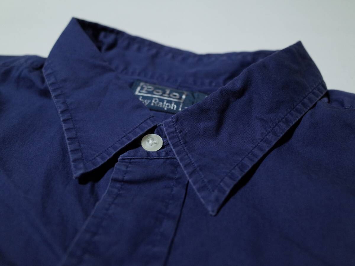 00's　Polo Ralph Lauren ポロラルフローレン　半袖 ワークシャツ　ネイビー XL　アメカジ USA古着_画像4