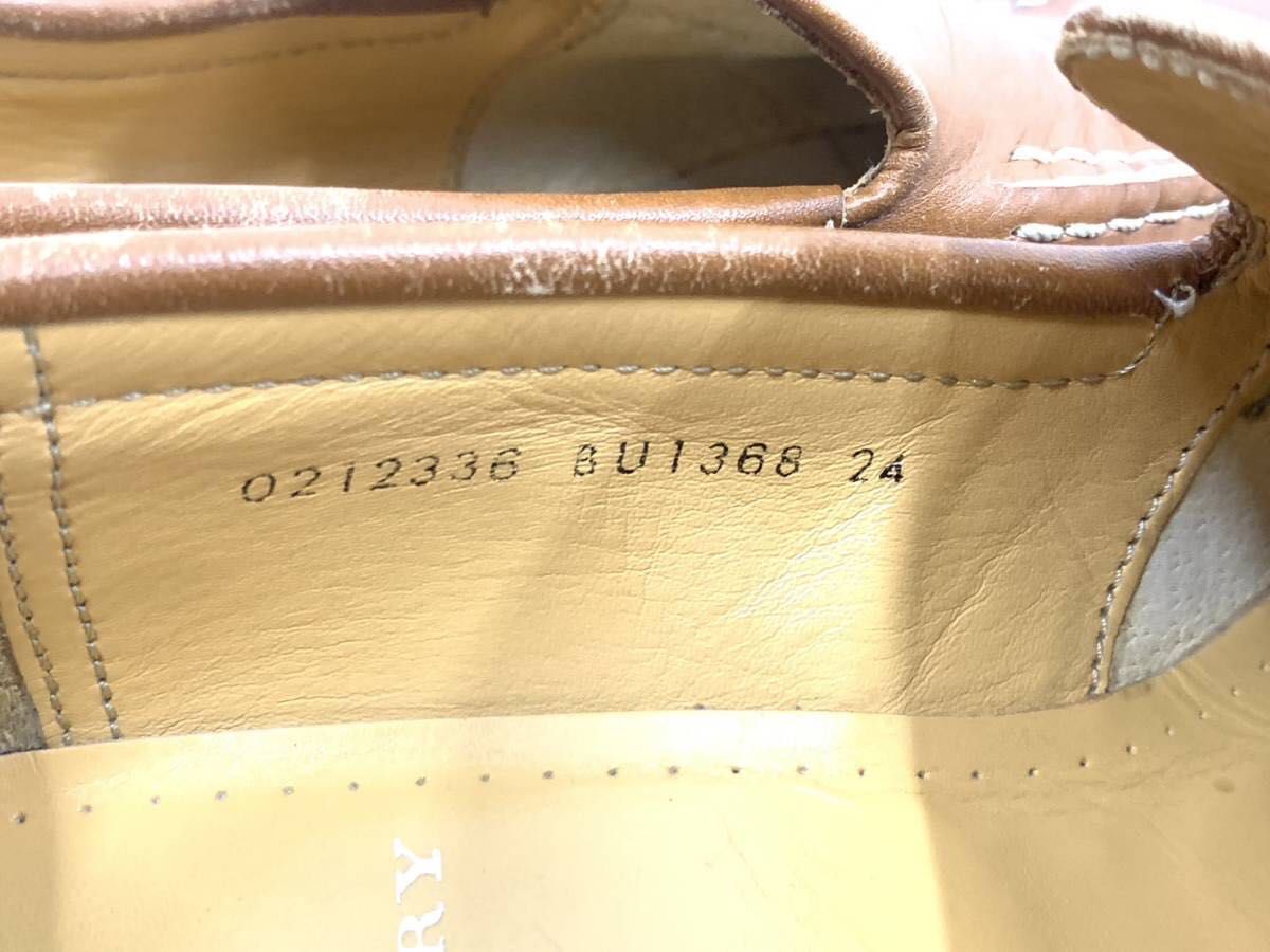 【D109】BURBERRY バーバリー ローファー スリッポン ブラウン 茶色 メンズ 本革 レザー 革靴 24.0cm 