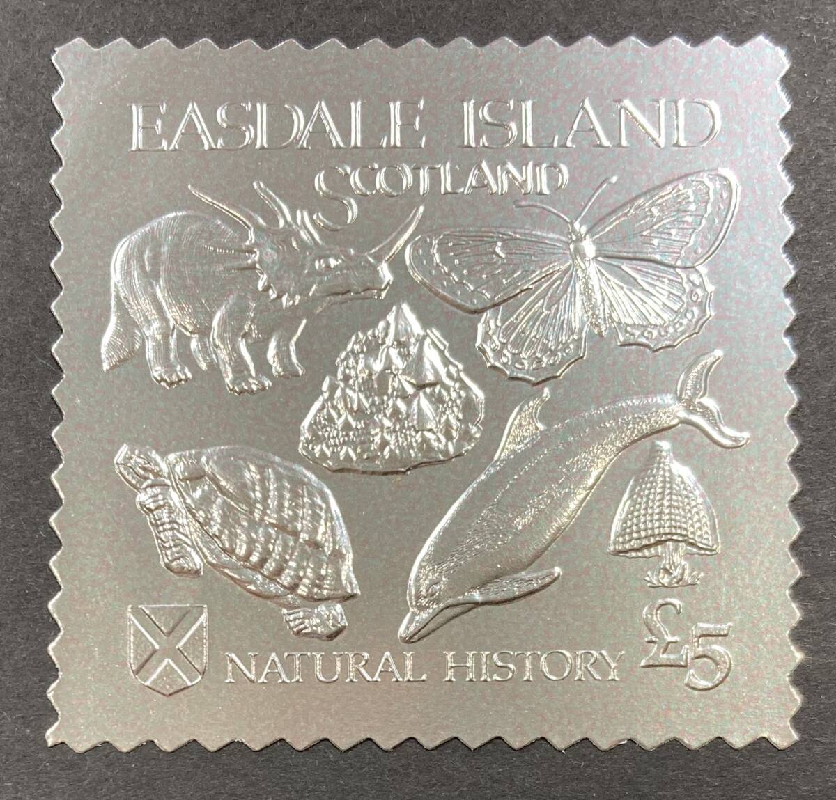 イギリス ローカル 1991年発行 恐竜 蝶 カメ イルカ Silver 切手 未使用 NH_画像1