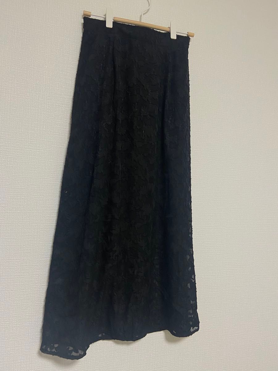 【しまむら】yumi シアー　ジャガード　スカート　ブラック　Mサイズ