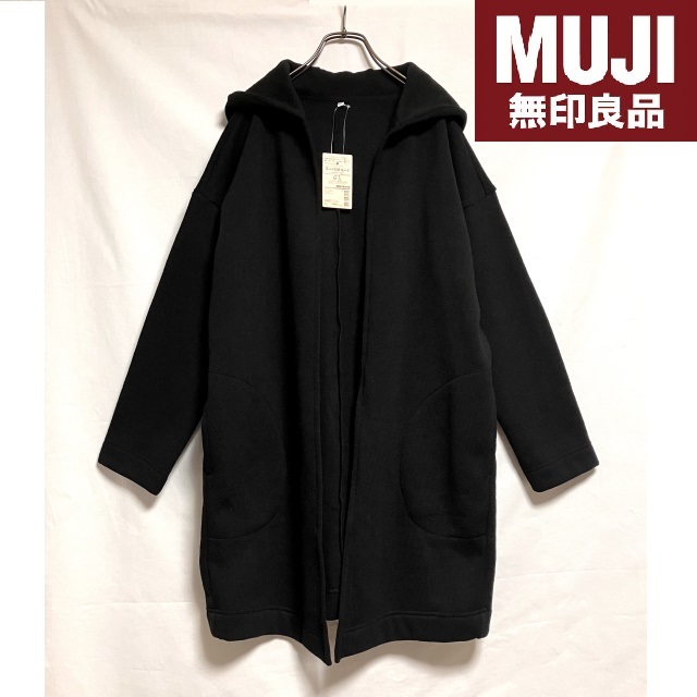 未使用 無印良品 フード付きコート 黒 M～L ニットフリース MUJI 正規品_画像1