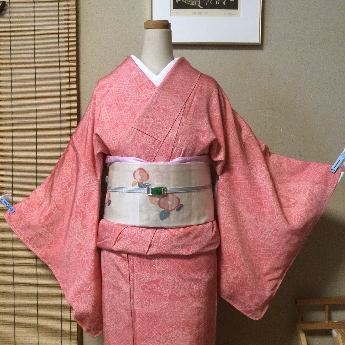 しつけ付き☆江戸小紋【袷】傘赤系|小紋 しつけ付き☆江戸小紋【袷】傘赤系|小紋