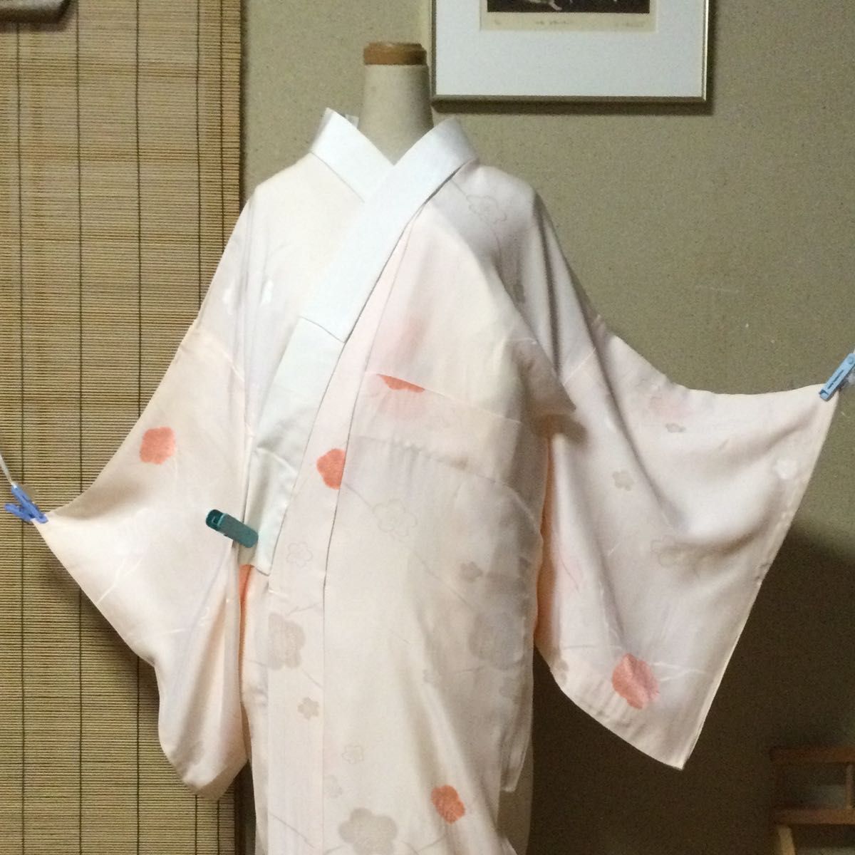絞り 梅の花 ピンク 長襦袢  袖無双 バチ衿  身長165cm前後の方に たぶん絹  着物 