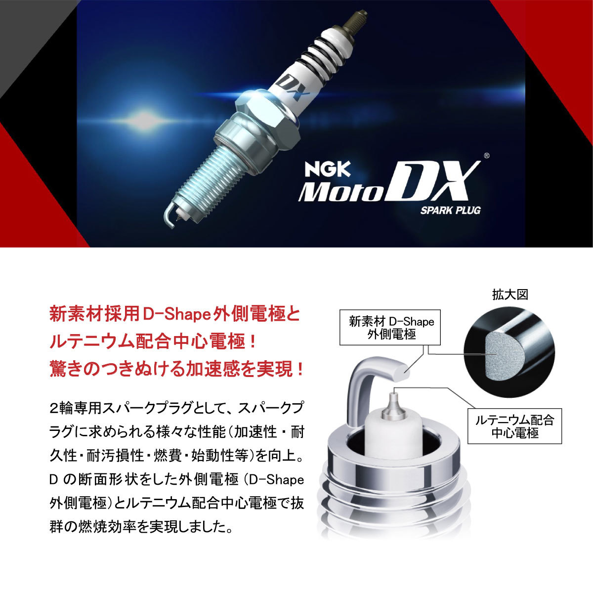 送料185円 燃費向上 NGKプラグ スパークプラグ 1本 MotoDXプラグ CPR7EDX-9S バルカン900 マジェスティ グランドマジェスティ SCR950 等_画像3