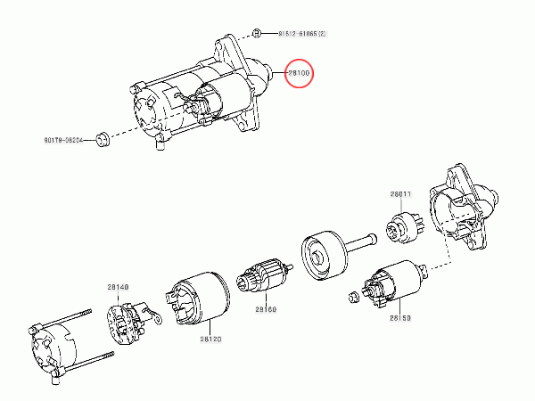  Toyota Vista (ZZV50 ZZV50G) Isis (ZNM10W ZNM10G) RAV4(ZCA25W ZCA26W) стартер 28100-22040 28100-22030 core возврат не необходимо 