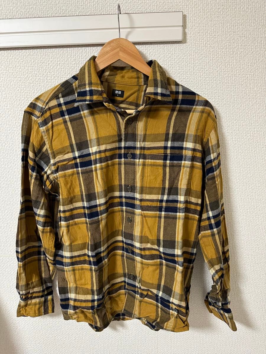 UNIQLO Yシャツ イエローチェック 極美品 着用回数1回のみ 春シーズン 長袖シャツ 長袖 チェック柄 チェックシャツ