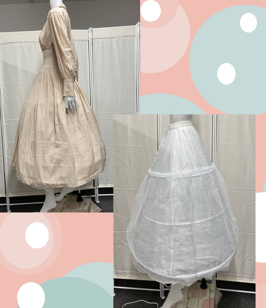 #56_0107 [ NADELA ] pannier wire 3ps.@ wire pannier long pannier waist 60-90cm correspondence 95cm height waist . rubber &himo white 