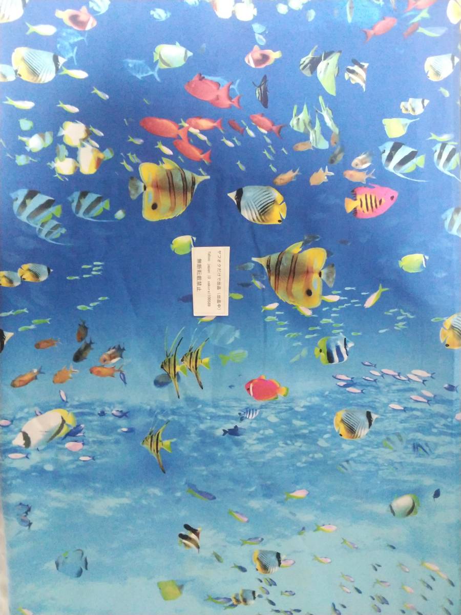 爆買い価格 格安価格 お得価格 ヤフオクだけで出品 ブロード生地 熱帯魚柄 青色 巾約１１３cm×長さ約５０cm の画像4
