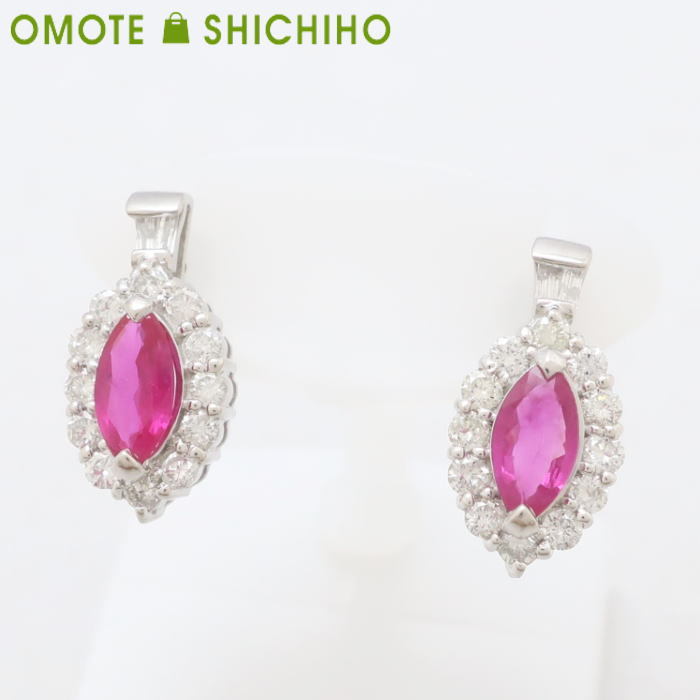 【国内正規総代理店アイテム】 0.47ct S:0.57カラット プラチナ ピアス サファイア ピンク Pt900 ダイヤモンド 仕上済◆中古品(新品仕上済) D:各0.38ct サファイア