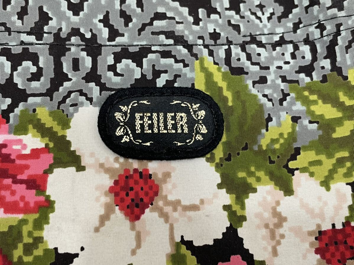 S4C418* подлинный товар * Feiler FEILER нейлон черный цвет цветочный принт Logo ручная сумочка 