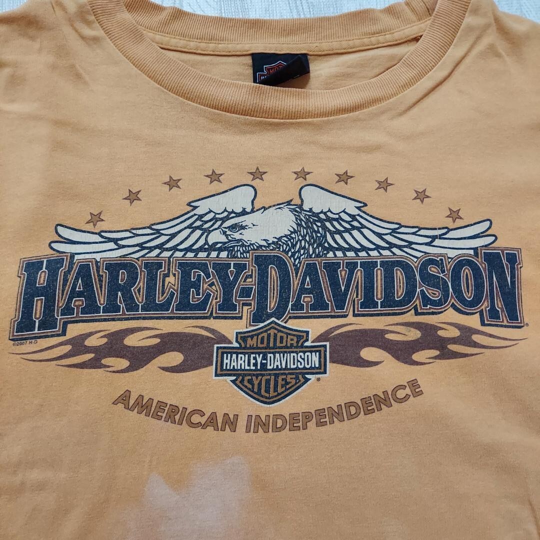 ハーレーダビッドソン アニマルプリントTシャツ 00s USA製 オレンジ XL_画像4