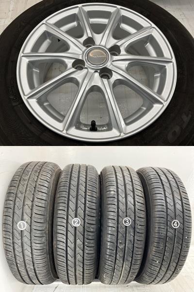 中古タイヤホイールセット 165/70R14 81S 14インチ 14×5.5J +39 4穴 PCD100 トーヨー ECOPORME 夏 サマー マーチ d609_画像4