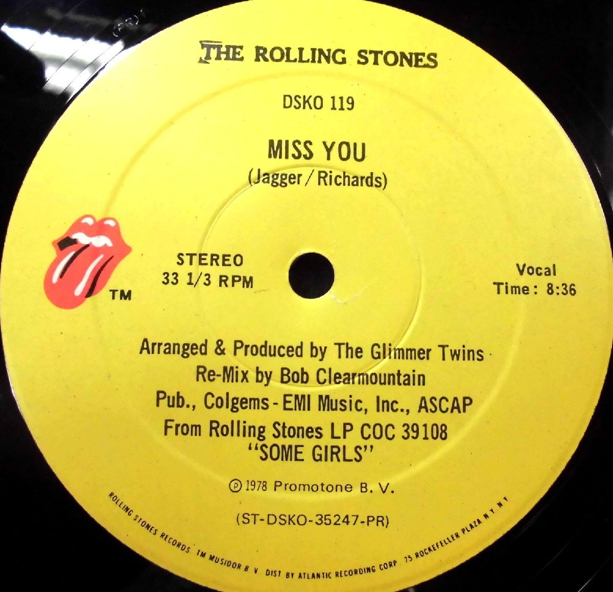 ●US-Rolling Stones Recordsオリジナル””Promo Only 12”!!”” The Rolling Stones / Miss You_画像4