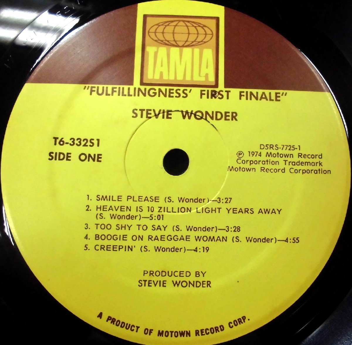 ●US-Tamlaオリジナルw/KENDUN-Stamped,EX:EX-Copy!! Stevie Wonder / Fulfillingness' First Finale_画像8