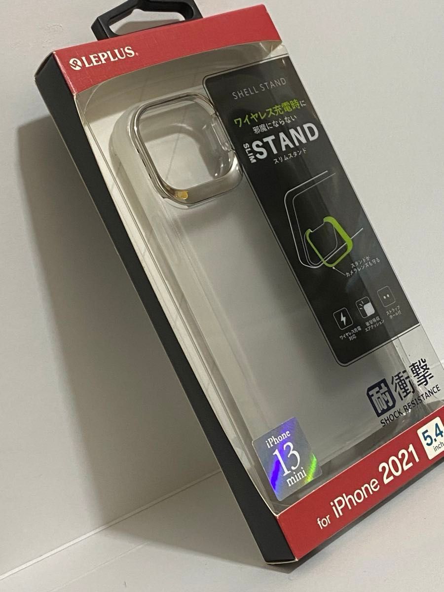 iPhone13mini ハイブリッドケース フロストホワイト「SHELL STAND」LP-DS21SHSWH スタンド付耐衝撃