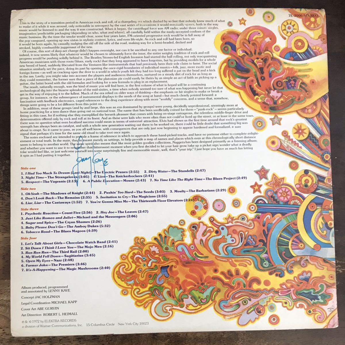 ■USオリジナル盤■Nuggets / Original Artifacts From The First Psychedelic Era 1965 - 1968 ■ナゲッツ■ 2LP / 1972 Electra Recordsの画像2