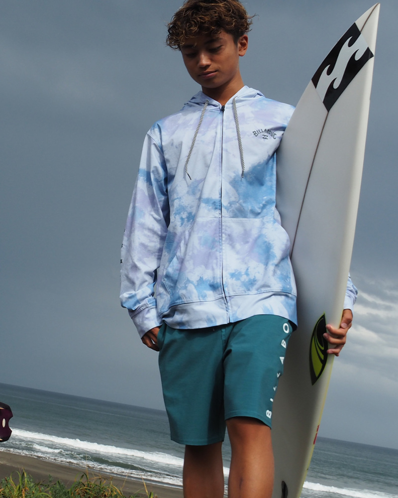 ★送料無料★2024春夏 新品【BILLABONG/ビラボン】【FOR SAND AND WATER】 SURF FLEX ZIP 水陸両用ラッシュパーカー TYE メンズM BE011-860_画像1