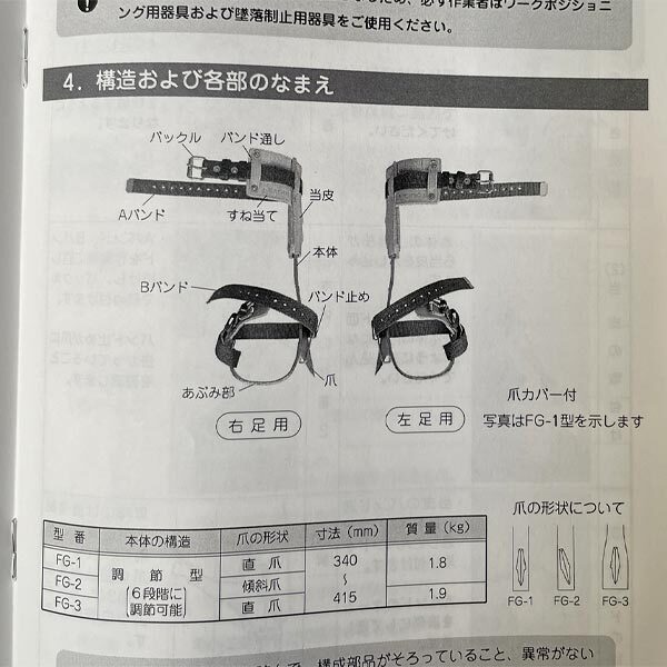 藤井電工 ツヨロン 昇柱器 FG-2 木製電柱 林業 杉 針葉樹林 伐採 爪_画像6